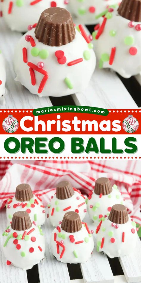 You're going to love this Christmas Oreo ball recipe! Not only are these Oreo truffles delicious, but they are also festively decorated like ornaments for a perfect Christmas dessert idea. Put them on your list of sweet treats to make at home! Oreo Truffles Recipe Christmas, Christmas Ball Dessert, Homemade Christmas Recipes, Christmas Vacation Desserts, Christmas Balls Dessert, Oreo Christmas Ornaments, Christmas Truffle Balls, Things To Do With Oreos, Christmas Smorgasbord Ideas