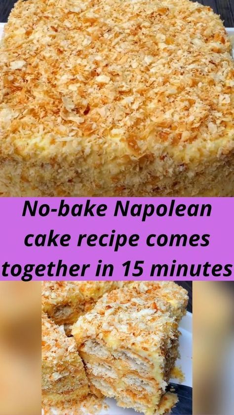 Easy Napoleon Dessert, Nanalan Cakes, Nepolian Cake, Napoleon Cake Recipe, No Bake Cake Recipe, Neopolitan Cake, Napoleon Dessert, Napoleons Recipe, Neapolitan Cake