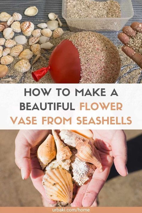 Collecting shells on the beach is one of the most beloved vacation activities, but what are you supposed to do with all those shells when you get home? Turn those cute beach favors into seaside decor by putting seashells in a vase! Make this DIY seashell vase with your kids. Vases make perfect decorations and centerpieces, and this one has all the summery flair. Nothing is hotter than seashells, and this DIY from AIRINS CRAFT uses a lot of shells. You can make one in no time and the materials... What To Do With Shells, Beach Centerpieces Diy, Cleaning Sea Shells, Seashell Vase, Seashell Centerpieces, Beautiful Flower Vase, Diy Coastal Decor, Beach Favors, Shell Centerpieces