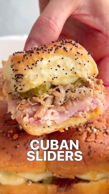 Chelsea Lords on Instagram: "Want a dinner that’s packed with flavor and sure to be a family favorite? You’ve got to try these Cuban Sliders!  To get the recipe, follow my account (so Insta will let me DM you) and comment ‘SLIDER’ for a DM, or Google ‘Cuban Sliders chelseasmessyapron’! 🤩  These Cuban sliders are stuffed with juicy ham, shredded pork, melty Swiss cheese, and crisp pickles, all inside buttery Hawaiian rolls. 😍 Perfect for game days, parties, or just because you deserve something delicious. The flavors and textures are unbeatable!  If you can find pre-cooked, seasoned, and shredded plain pork at your grocery store, it makes this recipe super easy! Check near the rotisserie chicken. If it’s not available, you can cook and shred pork in a slow cooker or double the ham instead Juicy Ham, Cuban Sliders, Slider Sandwiches, Shredded Pork, Hawaiian Rolls, Christmas Cooking, Swiss Cheese, Ham And Cheese, Kids Snacks