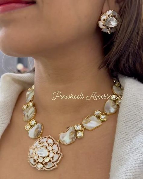 Pinwheels Accessories by Sweta Rathod on Instagram: "MOTHER OF PEARL NECKLACE! Available in 2 colours!" Mother Pearl Jewelry, Mother Pearl Necklace, Real Pearl Necklace, Mother Of Pearl Jewelry, Antique Bridal Jewelry, Mother Of Pearl Necklace, Mother Pearl, Pearl Jewelry, 2 Colours