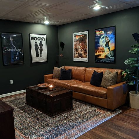 Basement Tv Rooms, Studio In Casa, Basement Movie Room, Low Ceiling Basement, Ceiling Basement, Basement Colors, Basement Ceiling Ideas, Basement Decoration, Dream Basement