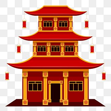 Train Front View, Building Front View, Building Cartoon, Ephemera Ideas, Vector Building, Chinese Roof, Korean House, Building Vector, Chinese House