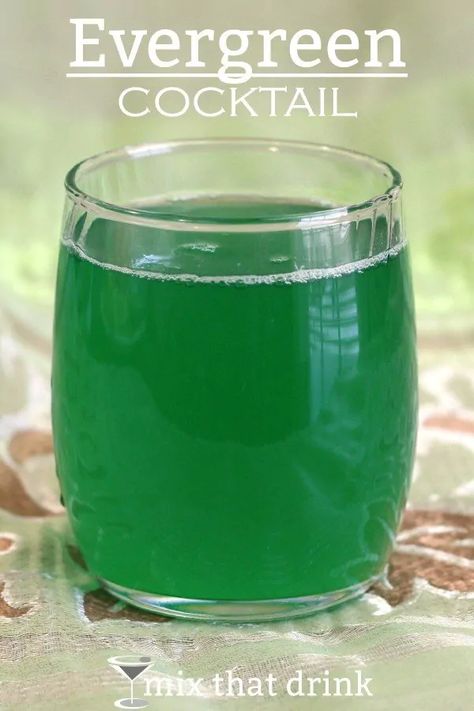 Evergreen Cocktail recipe | Mix That Drink Green Cocktails, Cocktail Recipes Tequila, Emerald Cocktail, Citrus Cocktails, Happy Hour Drinks, Tequila Drinks, Green Cocktail, Fruit Juices, Green Drinks