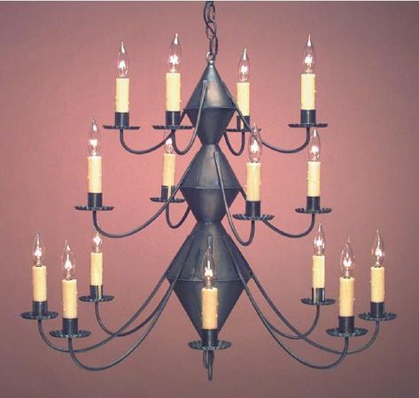 Hammerworks Early American Tin Chandelier CH303 Handcrafted In Antique Finish Early American Lighting, Wall Hanging Lanterns, Colonial Lighting, Primitive Lamps, Primitive Living Room, Primitive Lighting, Tin Wall, Rustic Light Fixtures, Light The Way