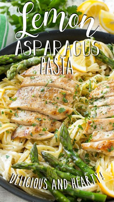 Pasta With Grilled Chicken, Chicken Asparagus Pasta, Chicken With Pasta, Asparagus Pasta Recipes, Tender Asparagus, Lemon Asparagus Pasta, Lemon Pasta Recipes, Lemon Cream Sauce, Grilled Chicken Pasta