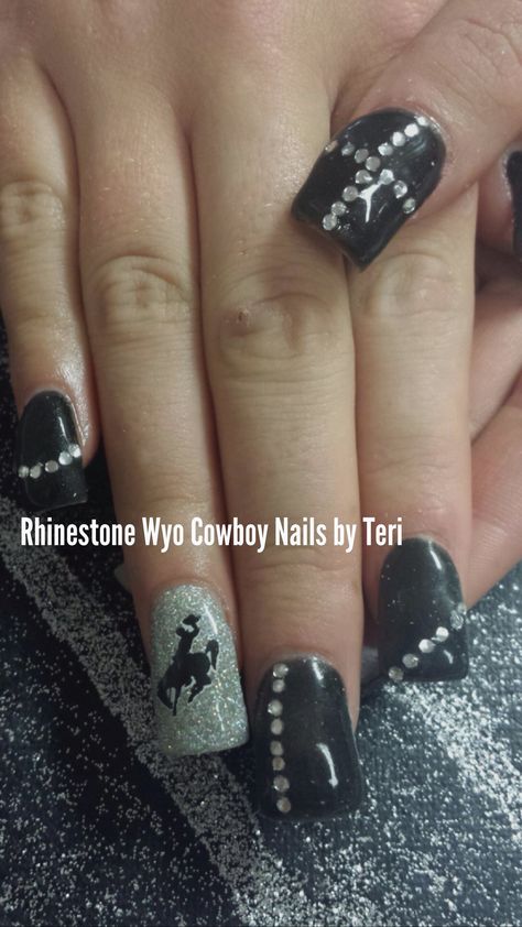 Rhinestone Wyoming Cowboy Nails Ghost Nail Art, Ghost Nail, Cowboy Nails, Cowboy Ghost, Country Nails, Inspired Nails, Nail Fashion, Dream Nails, Mani Pedi