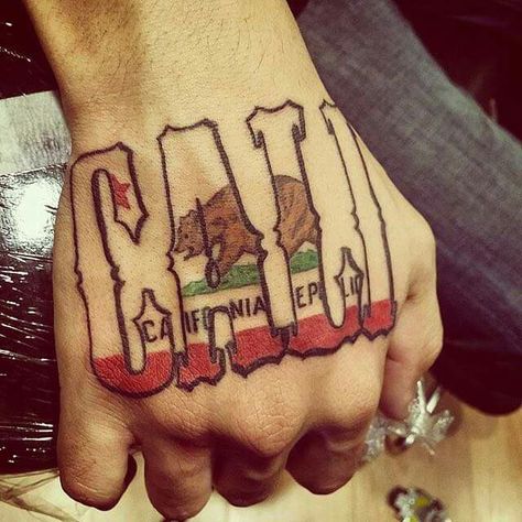 #California #Cali #Tattoos #KillaCali California Flag Tattoo, State Of California Tattoo, California Tattoo For Women, California Bear Tattoos, Mustang Tattoo, West Coast Tattoo, Cali Tattoo, State Tattoos, California Tattoo