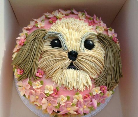 Shitzu cake Shih Tzu Cake, Shih Tzu Birthday, Puppy Dog Cakes, Decorating Birthday, Puppy Cake, Dog Birthday Cake, Animal Cakes, Dog Cakes, Easy Cake Decorating