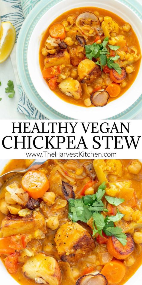 Sweet Potato And Chickpeas, Vegan Stew Recipes, Vegetable Stew Recipe, Potato Chickpea, Vegetarian Stew, Peanut Stew, Pot Making, Vegan Stew, Chickpea Stew