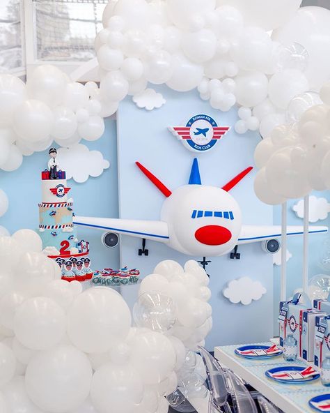 Jet setting ! ✈️ Love this party theme, particularly during these times when flying seems like a far distant memory ! Chiara blue walls,… Aeroplane Theme Birthday Party Decor, Plane Theme Birthday Party Decoration, Airplane Birthday Backdrop, Aeroplane Theme Decoration, Pilot 1st Birthday Theme, Airplanes Birthday Party, 2 Fly Birthday Theme, Aeroplane Birthday Party Ideas, Airplane Decorations Party