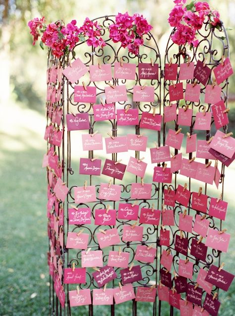 Foodie Wedding, Seating Plans, Hot Pink Weddings, Pink Wedding Inspiration, California Wedding Photography, Card Display, Decoration Inspiration, Wedding Signage, Wedding Seating