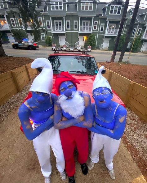 Smurf Costume, Trio Costumes, Cute Group Halloween Costumes, Matching Halloween Costumes, Trio Halloween Costumes, Clever Halloween Costumes, Pretty Halloween Costumes, Duo Halloween Costumes, Halloween Costumes Friends