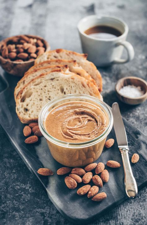 Homemade Almond Butter Almond Butter Photography, Peanut Butter Food Photography, Nut Butter Photography, Homemade Almond Butter Recipe, Almond Butter Recipe, Healthiest Nut Butter, Peanut Butter Spread, Homemade Almond Butter, Almond Butter Recipes