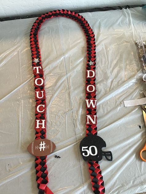 Senior Night Football, Graduation Letter, Lei Graduation, Letter To Daughter, Candy Lei, Ribbon Lei, Graduation Leis, Homecoming Mums Diy, Money Lei