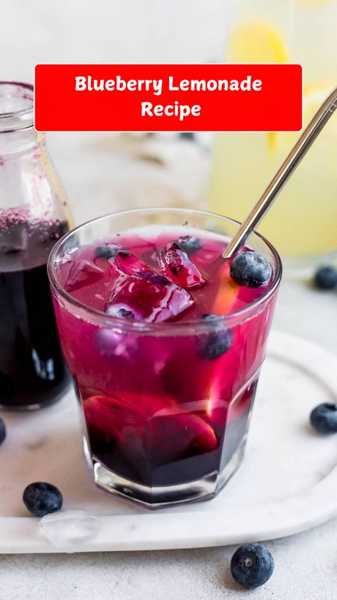 Brighten up your day with this refreshing Blueberry Lemonade! A perfect balance of sweet blueberries and tangy lemons, this vibrant drink is ideal for cooling down on a hot day or serving at summer parties. Bursting with flavor and easy to make! 🍋🫐✨ #BlueberryLemonade #SummerDrinks #RefreshingRecipes #BerryDelights How To Make Blueberry Lemonade, Blueberry Lemonade Rum Recipes, Blueberry Lavendar Drinks, Lemon & Blueberry Soufra Recipe, Blueberry Basil Lemonade Cocktail, Blueberry Lemonade, Natural Makeup Tutorial, Family Friendly Dinners, Easy Blueberry