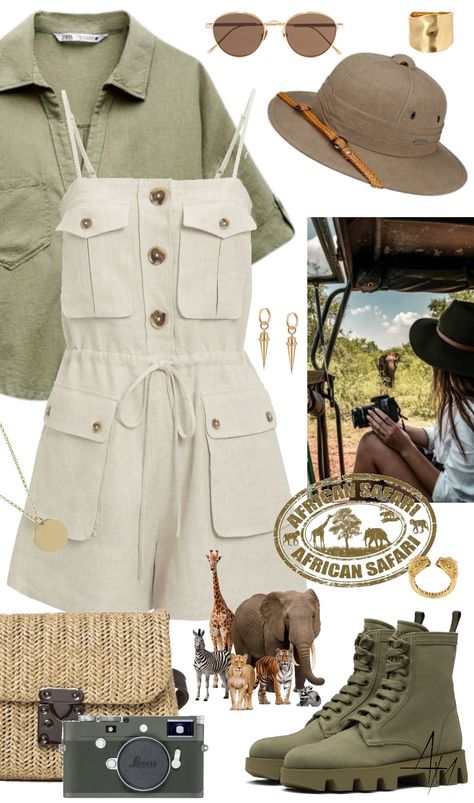 safari Jungle Party Outfit Women, Safari Dress Outfit Women, Jungle Outfit Ideas, Bird Watcher Costume, Safari Outfit Women Africa, Cute Safari Outfits, Safari Guide Costume, Safari Chic Outfits, Safari Costume Women