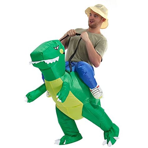 Dinosaur Inflatable Costume! $37.97 on Amazon: Yeahbeer Inflatable Halloween Costume Adult and Children Carry On Animal Fancy Dress Costumes - We have two size, please choose you need. (Adults and Children) Adults size fits most adult people - Gives the illusion of an animal giving you a piggyback ride! Perfect for Christmas, Halloween, Cosplay,Oktoberfest, Charity Fun Runs or just an ordinary day! Costume Dinosaure, Kids Dinosaur Costume, Inflatable Dinosaur Costume, Inflatable Dinosaur, Rex Costume, Purim Costumes, Cosplay Costumes For Men, T Rex Costume, Adult Fancy Dress