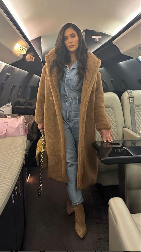 Teddy coat, beige esthetics, Long Dark hair Kobe Bryant Family, Vanessa Bryant, Teddy Fabric, Beige Aesthetic, Black Mamba, Denim Jumpsuit, Kobe Bryant, High Heel Boots, Dark Hair