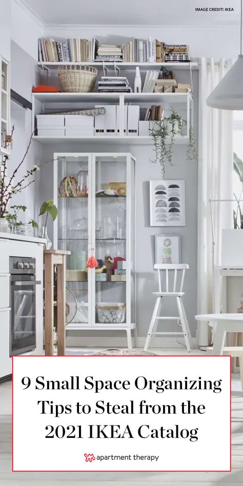 9 Brilliant Small Space Organizing Tips to Steal from the 2021 IKEA Catalog Apartment Therapy Small Spaces, Ikea Small Spaces, Ikea Apartments, Small Space Hacks, Organizing Solutions, Laundry Room Ideas Small Space, Apartment Checklist, Design Hacks, Ikea Catalog