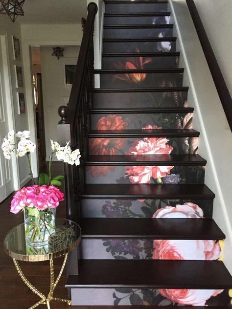 Stair Riser Decals, Stair Stickers, Stair Riser, Smart Tiles, Stair Decor, Stair Risers, Design Del Prodotto, Painted Flowers, Decor Minimalist