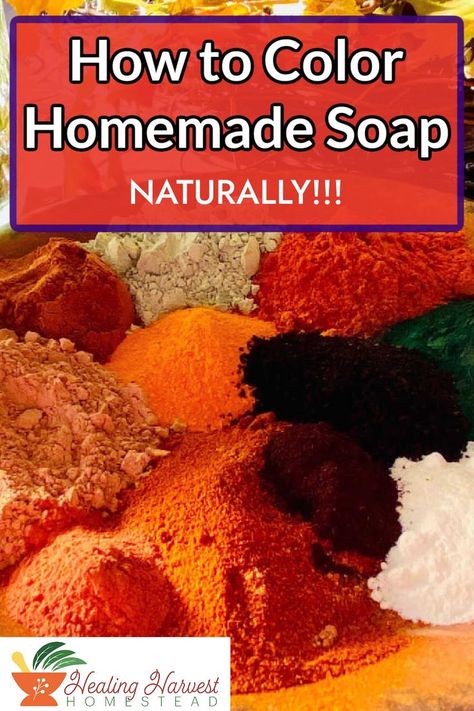 Do you make your own soap? I have experimented with almost all the natural dyes possible! Which is best? Herbal teas, infused oils, spice powders, or clays? Here is my favorite breakdown of how to make your natural soap whatever color you desire. #naturalsoapmaking #soaprecipes #hotprocesssoap #coldprocesssoap #soapcoloring Natural Soap Colorants, Best Herbal Teas, Make Your Own Soap, Natural Soaps Recipes, Pumpkin Spice Soap, Powder Soap, Herbs And Plants, Soap Colorants, Coloring Techniques