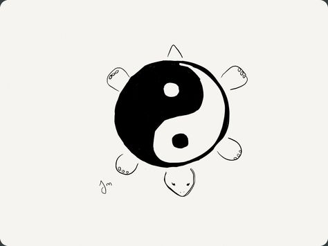 Tortoise Drawing, Yin And Yang, Ying Yang, Yin Yang, Tortoise, Black And White, Tattoos, ? Logo, Drawings