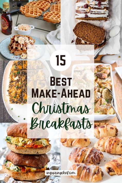 15 Make-Ahead Breakfast Recipes for Christmas - Inquiring Chef Make Ahead Christmas Breakfast, Christmas Breakfast Recipes, Christmas Breakfast Ideas, Easy Christmas Breakfast, Breakfast Christmas, Christmas Breakfast Recipe, Overnight Breakfast Casserole, Christmas Morning Breakfast, Breakfast Casseroles