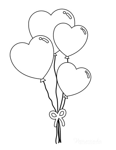 2 Hearts Drawing, Ballon Drawings, Creative Heart Drawing, Heart Balloon Drawing, Painting Ideas Heart, Heart Drawing Cute, Heart Balloon Tattoo, Drawing Balloons, Coloring Pages Valentines Day