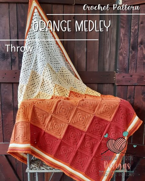 Free Crochet Along - Orange Medley Crochet Throw - Joanita Theron Designs Crochet Throws, Yellow Crochet, Afghan Blanket, Crochet Throw, Orange And Yellow, A Blanket, Free Crochet, Pink And Orange, Blankets