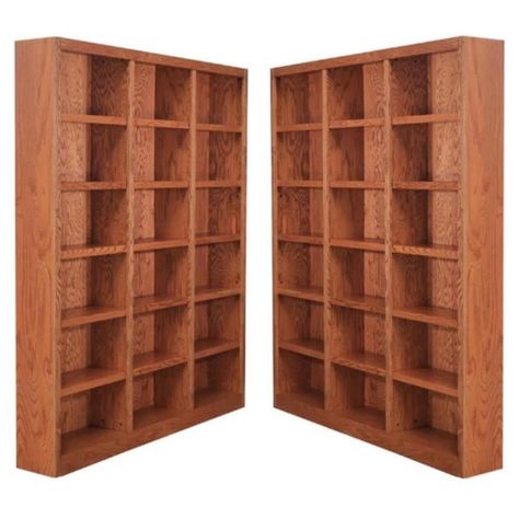 PRICES MAY VARY. Traditional 84" Tall 18-Shelf Triple Wide Wood Bookcase in Dry Oak x 2. Materials: Genuine wood veneers and solid wood molding 10 step polyurethane oak finish 15 adjustable shelves and 3 fixed shelves to accommodate large and small items Quick, simple assembly with dowels, camlocks and an engineered wood back panel that is more durable than the cardboard on most ready to assemble bookcases  Included Items:  - Traditional 84" Tall 18-Shelf Triple Wide Wood Bookcase in Dry Oak x 2 Farmhouse Bookcases, Wide Bookcase, Industrial Bookcases, Bookcases For Sale, Veneer Panels, Tall Bookcases, Furniture Bookshelves, Wood Bookcase, Standing Shelves