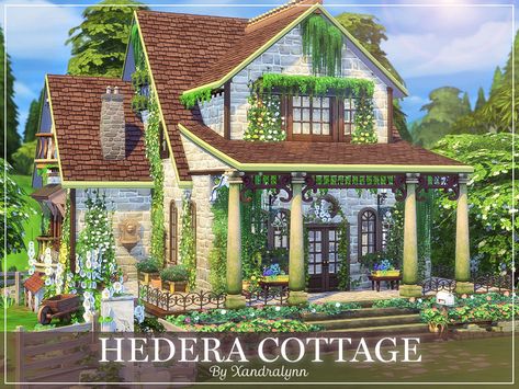 Hedera Cottage is a two-story stone house, ideal for any sim family that enjoys gardening and the countryside. This house features: two bedrooms, two bathrooms, one large living room (includes a... Cottagecore House 2 Story, One Story Sims House, Cottagecore House Plans, Sims Cottage, Big Cottage House, Cute Cottage House, 2 Story Cottage, Big Cottage, Two Story Cottage