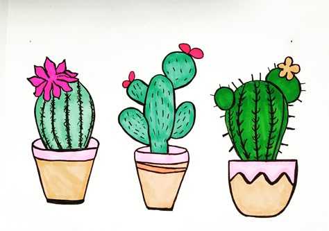 Cactus marker doodles Marker Doodles, Cactus Doodle, Cactus Paintings, Cactus Drawing, Cactus Diy, Cactus Painting, Cactus Art, Pet Rocks, Marker Drawing