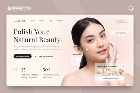 A clean and modern website hero image for a beauty clinic. Edit the template easily using Figma. What will you get: 1 screen website hero template Support for Figma Modern and clean design... Clinic Website Design, Consulting Website, Ux Kits, Image Graphic, Hero Image, Skin Aesthetics, Beauty Clinic, Modern Website, Charts And Graphs