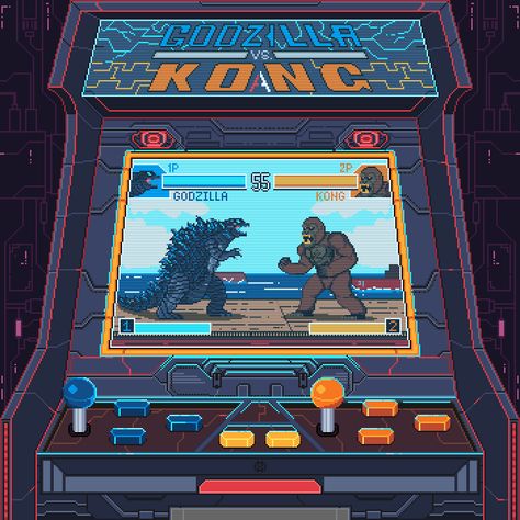 Retro Games Wallpaper, Title Screen, Godzilla Vs Kong, Graphic Design Portfolio Inspiration, Retro Arcade Games, Retro Gaming Art, Art Beat, Video Graphics, Game Title