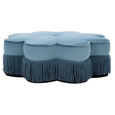 SAFAVIEH Tanith Flower-shaped Fringed Velvet Ottoman - Bed Bath & Beyond - 31803237 Flower Ottoman, Salon Shabby Chic, Dreamy Design, Retro Sofa, Velvet Ottoman, Nursery Chair, Upholstery Foam, Ottoman Bed, Upholstered Ottoman