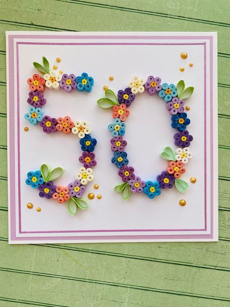 Quilled Birthday Cards Ideas, Quilled Birthday Cards, Big Birthday Card, Birthday Needs, Birthday Quilling, Quilling Arts, Big Birthday Cards, Quilling Flower Designs, Quilled Cards