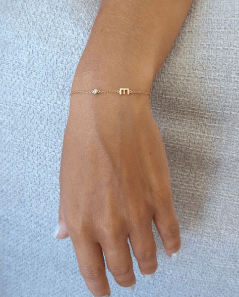 The Initial Bracelet - 18K Gold Vermeil Initial Gold Bracelet, Dainty Gold Bracelet Classy, Permanent Bracelet Ideas, Initial Bracelet Couples, J Bracelet, K Bracelet, Permanent Bracelet, Relationship Jewelry, M Bracelet