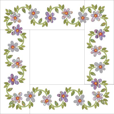 Flower Applique Quilt Border, Applique Borders For Quilts Ideas, Applique Quilt Borders Ideas, Applique Borders For Quilts, Quilt Borders Ideas Inspiration, Applique Borders, Flower Quilt Block, Daisy Applique, Retro Quilt