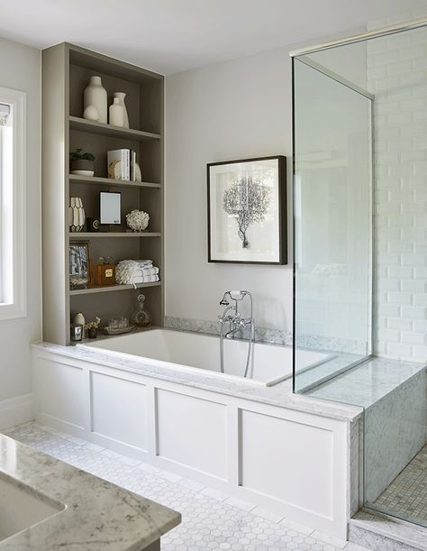 Sunk In Bathtub, Built In Bathtub, Built In Bath, Shower Glass, Master Ensuite, Tub Surround, Master Bath Remodel, Bathroom Tub, Ensuite Bathroom