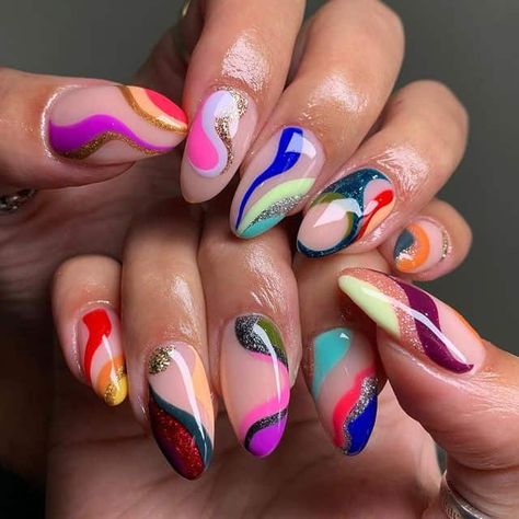 30+ Indie Nail Ideas To Try This Season! - Prada & Pearls Indie Nail Designs, Nail Design Glitter, Funky Nail Art, Colorful Nail, Rainbow Nails, Minimalist Nails, Dream Nails, Funky Nails, Nails Short