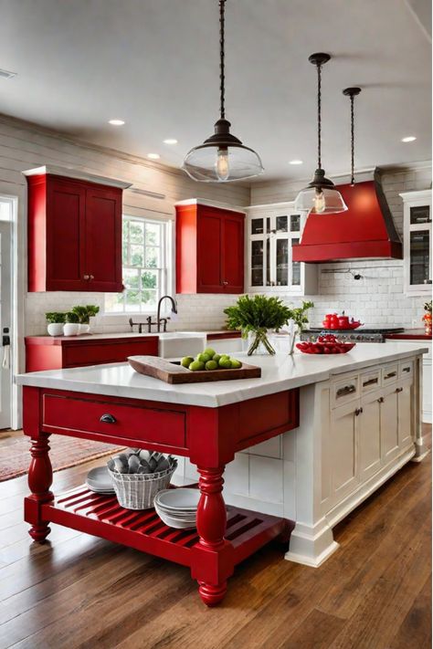 Discover the power of color psychology in kitchen design! This pin explores how light and dark cabinet colors can transform your kitchen's space and atmosphere. Learn how to choose hues that enhance your mood and reflect your personal style. #KitchenMakeover #ColorPsychology #DarkCabinets #LightCabinets #SpaceOptimization Dark Cabinet Colors, Trendy Kitchen Design, Red And White Kitchen, Strawberry Kitchen, Kitchen Table Centerpiece, My Dream Kitchen, The Perfect Kitchen, Kitchen Cabinet Remodel, Cabinetry Design