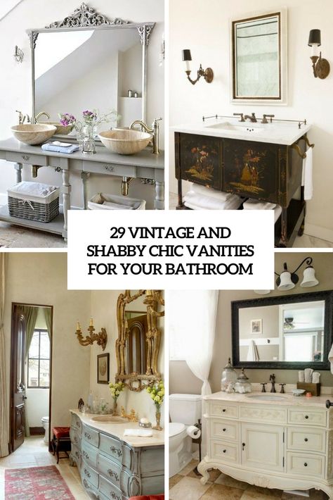 vintage and shabby chic vanities for your bathroom cover Cheap Floating Shelves, Chic Bathroom Vanity, Shabby Chic Bathroom Vanity, Vintage Modern Bathroom, Small Bathroom Furniture, Complete Bathroom Remodel, Black And White Tiles Bathroom, Chic Vanity, Shabby Chic Vanity