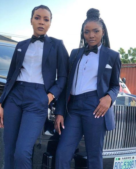 20 Couples who embraced the Best Woman and Groomslady trend in 2018 | LoveweddingsNG Court Outfit, Best Man's Outfit, African Weddings, Dapper Outfit, Women Suits Wedding, Prom Inspiration, Tuxedo Women, The Best Man, Stylish Work Attire