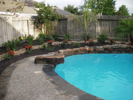 Simple pool landscape Jump Rocks For Pools, Backyard Pool With Jumping Rock, Inground Pool With Diving Board, Pool Diving Rock, Currumbin Rock Pools, Simple Pool, Diving Board, Patio Flowers, Pool Remodel