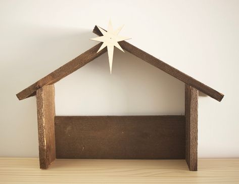 Rustic Handmade Wood Nativity Stable Manger 3 New Colors for a - Etsy Nativity House Wood, Diy Mini Nativity Stable, Nativity Manger Diy Stables, Diy Wooden Nativity Stable, Wood Manger Diy, Nativity Stable Diy Wood, Diy Manger Nativity Simple, Wood Nativity Set, Wooden Manger Nativity Diy