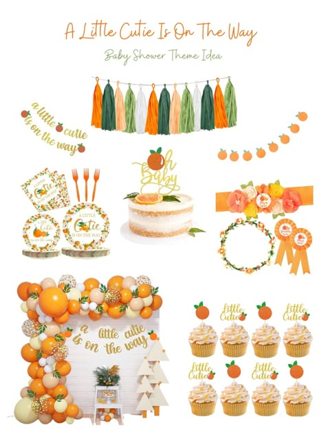 What A Cutie Baby Shower Theme, Theres A Cutie On The Way, A Little Cutie On The Way Theme, Baby Shower Little Cutie Theme, Lil Cutie Gender Reveal, Little Cutie Boy Baby Shower Ideas, Cutie Baby Shower Theme Orange, Lil Cutie Baby Shower Theme Decor, Cutie Baby Shower Table Setting