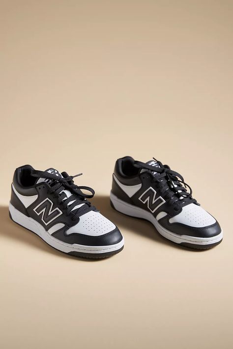 New Balance 480 Sneakers | Anthropologie New Balance Shoes 480, Rubber Shoes Outfit Casual, New Balance 480 Outfit, Nb 480, Rubber Shoes Outfit, New Balance Shoes Women, Wardrobe List, New Balance 480, Black Sneakers Women