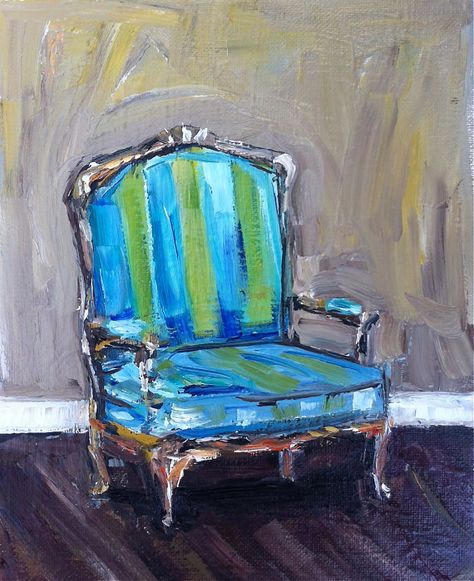 Chair Art Drawing, Chair Painting, Drawing Furniture, Abstract Painting Diy, Galleries Architecture, Dancers Art, Unicorn Art, Art Chair, Blue Chair