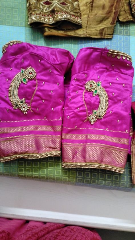 Nath made by motivation, Kundan and Zari thread Nath Blouse Design Work, Nath Blouse Design, Nath Designs Aari Work Blouse, Nath Blouse Work, Nath Embroidery Blouse Design, Nath Designs Aari Work, Nath Aari Work Design, Aari Work Nath Design On Blouse, Paithani Blouse Work Designs